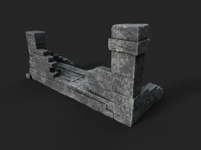 Old Stairs Low-poly 3D model