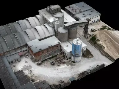 cement plant facility terrain drone scan 3D model