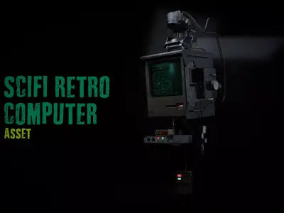 Scifi Retro Computer Asset Low-poly 3D model