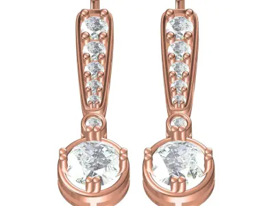 Simple Round Diamond Hoop Earring 3D print model