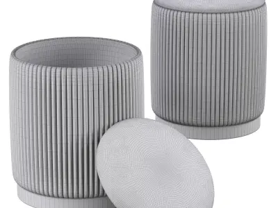 Channeled Grey Storage Ottomans  Set of 2 3D model
