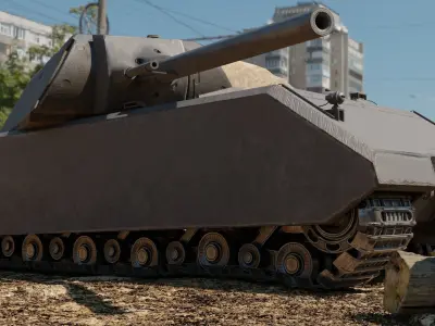 Low Poly Maus Panzer Tank - 3 Skins - Shell Low-poly 3D model