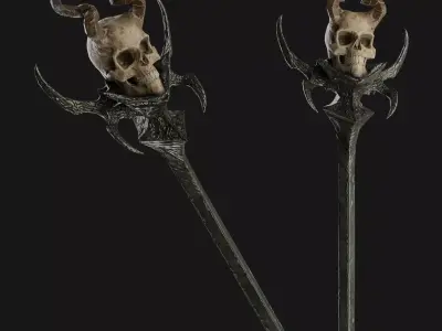 Necromancer Staff 02 Low-poly 3D model