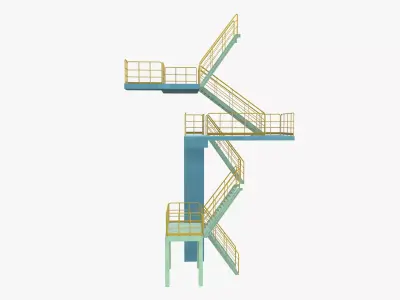 Industrial Stair Case Low-poly 3D model purchase