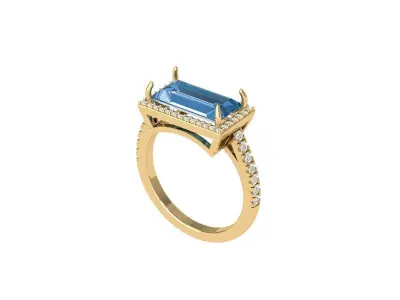 Baguette Solitaire Ring  3D print model
