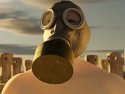 Photorealistic Gas Mask - Wearing State Low-poly 3D model