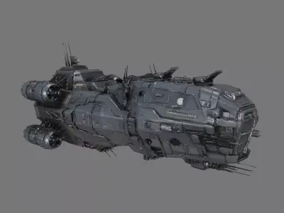 Sci-Fi Armored Gunship Spaceship 3D model