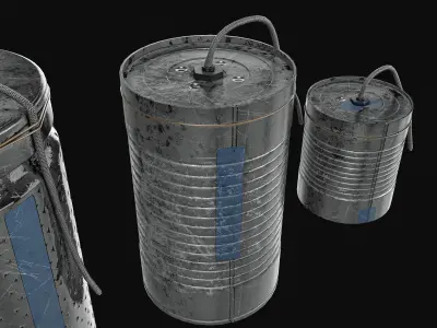 Tin Grenade Bomb Pack Low-poly 3D model