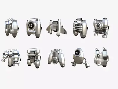 10 Jetpack Low Poly Collection Metal - SciFi Character Design