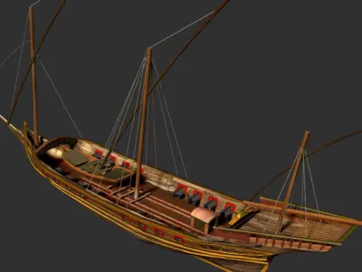 chebec algerian war fishing ship  3D model