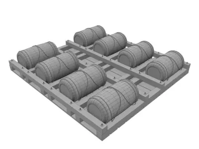 Wooden Raft Low-poly 3D model