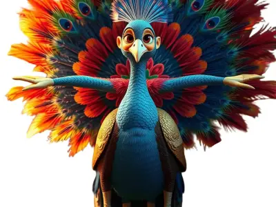 Vibrant Peacock Character model pack Low-poly 3D model