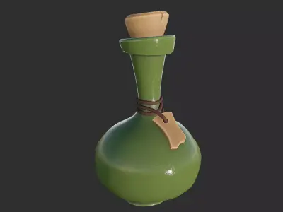 bottle with label Low-poly 3D model