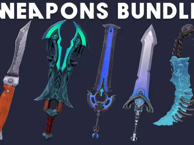 WEAPON BUNDLE - 5 Weapons Game Ready -  Low-poly 3D model purchase