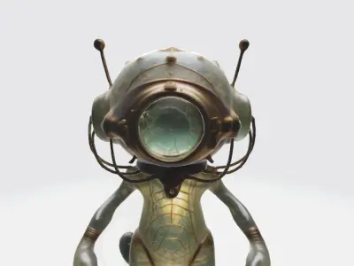  Creature worn brass diving helmet 3D model