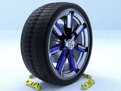 ORTAS CAR RIM 68 GAME READY RIM TIRE AND DISC 3D model