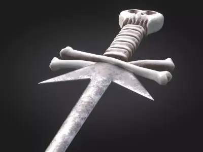 Stylized Medieval Sword melee weapon game ready Low-poly 3D model