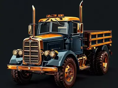 Classic Heavy Duty Truck 3D Model Low-poly 3D model