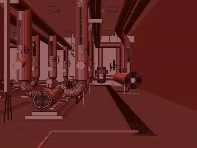 Industrial boiler room - Water pump room 3D model