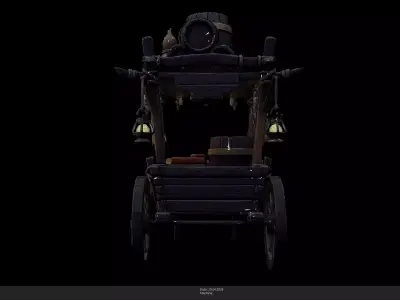 Stylized Merchant And Alchemist Cart Low-poly 3D model