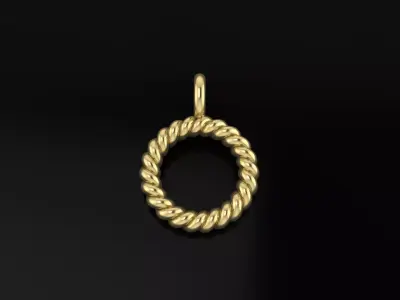 Thin Narrow Rope Twist Pendant Small Size 10mm Length  3D print model