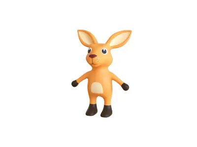 High-Quality 3D Cute Kangaroo for Games Low-poly 3D model
