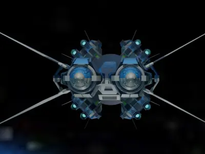 Ptolemaios futuristic spaceship flying in space 3D model