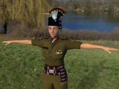 Indian leady police  Low-poly 3D model