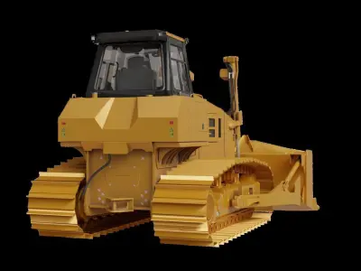 Bulldozer Low-poly 3D model 2