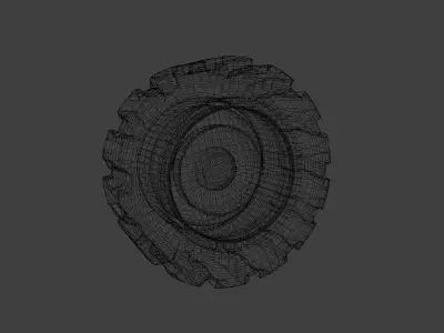 Weathered Off-road Wheel and Tire 3D Model 3D model