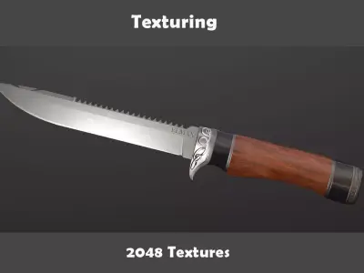 Hunter knife  Low-poly 3D model Low-poly 3D model