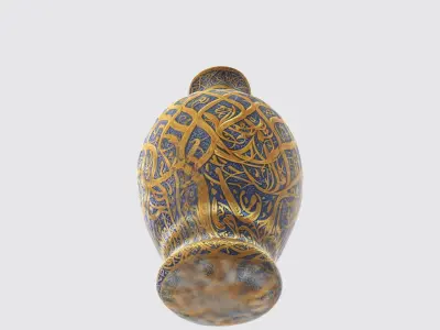 A decorative ceramic vase with a patterned 3D model