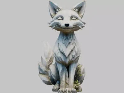 Stylized Stone Fox Low-poly 3D model