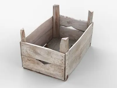 Wooden Crate Fruit Long Scan Low-poly 3D model