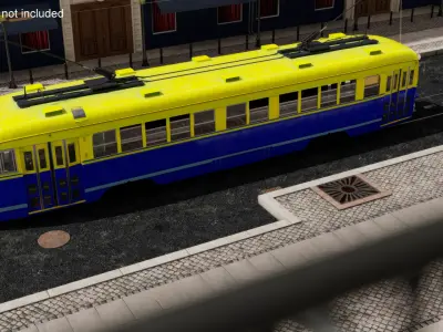  Antique Tram Yellow Blue 