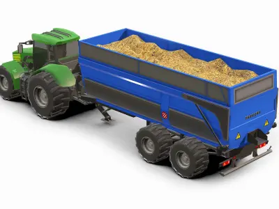  Tractor Dump Trailers  Low-poly 3D model
