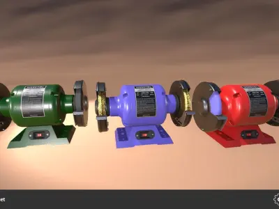Bench Grinder Set Low-poly 3D model
