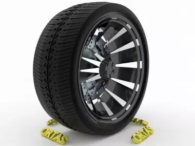 ORTAS CAR WHEEL RIM 132 GAME READY WHEEL RIM TIRE 3D model