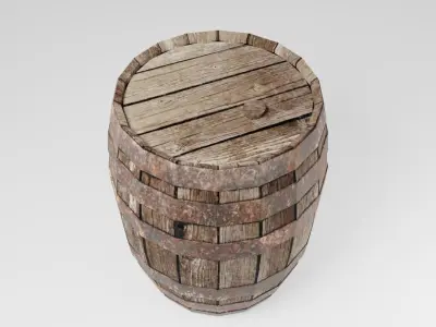 Old Barrel low-poly Low-poly 3D model