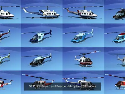 39 Police Search and Rescue Helicopters 3D Model Pack