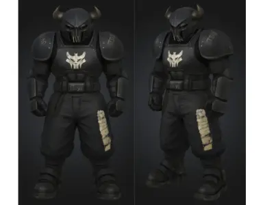 Dark Armored Warrior Demon Low-poly 3D model