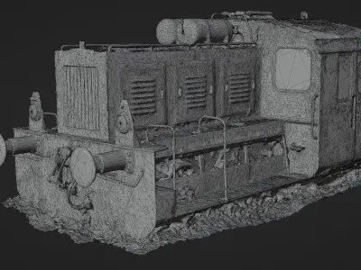 Rusty old locomotive 3D model