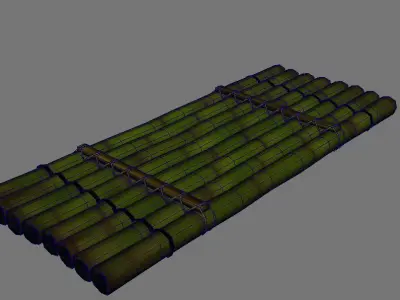 bamboo boat Low-poly 3D model