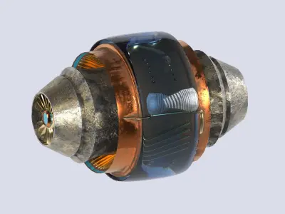 3D model of sci fi jet engine with light 3dsmax Low-poly 3D model