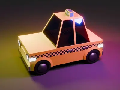 Low-Poly Stylized Taxi Car Low-poly 3D model