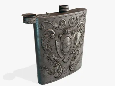 Antique Silver flask Low-poly 3D model