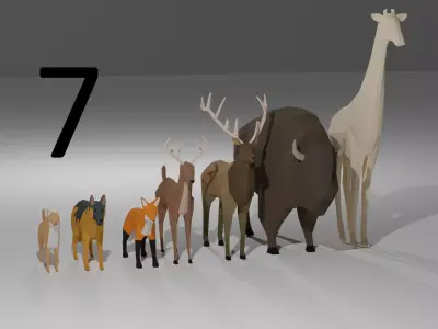 LowPoly animals evolution of Free low-poly 3D model