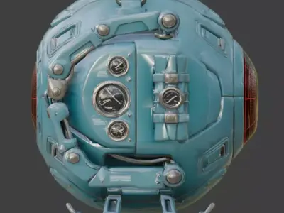 Realistic Sci-Fi Blue Sentry Drone 3D Model Low-poly 3D model