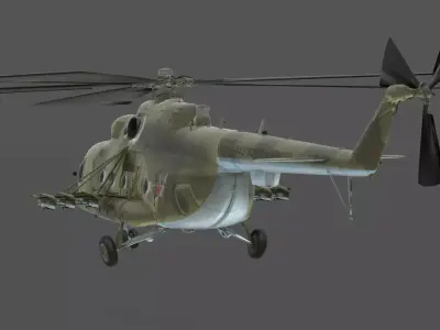 Mil Mi-8MT Hip Helicopter 3D Model Soviet Russian Transport Low-poly 3D model