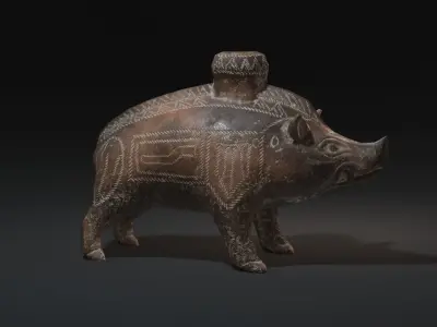 Boar vessel 600-500BC Etruscan Ceramic Low-poly 3D model